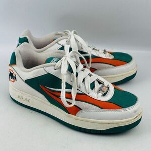 Vintage Mens 6.5‎ NFL Miami Dolphins RBK Sneakers Aqua Orange White Canvas Shoes